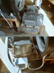 Motor tensioner plate mounted between motor and motor platform.