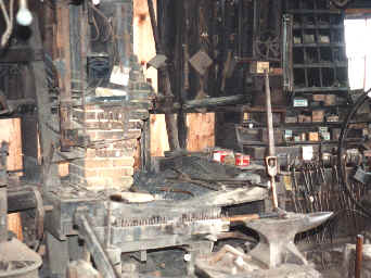 Haverhill forge viewed from wood working area of the shop.