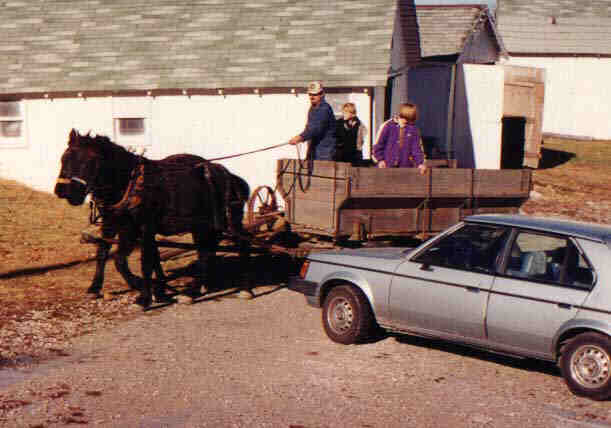 Taking relatives for a ride Chrismas 1999, manuevering out of the driveway