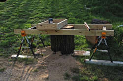 Router Sled Set Up For Machining Anvil Logs