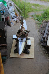Tracing outline of anvil on wood template
