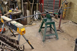 Forged iron banding for wooden anvil block - 460 lbs Fontanini Anvil