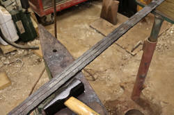 Forged iron banding for wooden anvil block - 460 lbs Fontanini Anvil