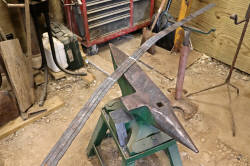 Forged iron banding for wooden anvil block - 460 lbs Fontanini Anvil