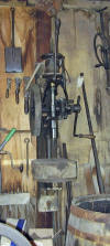 Champion Blower & Forge Company - Model 200 Post Drill - Blacksmith Shop In North Village, Old Threshers Reunion, Mt. Pleasant, Iowa, USA.