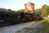 Lima gear drive engine - Train pulling into North Village station. 2008 Old Thresher's Reunion, Mt. Pleasant, Iowa